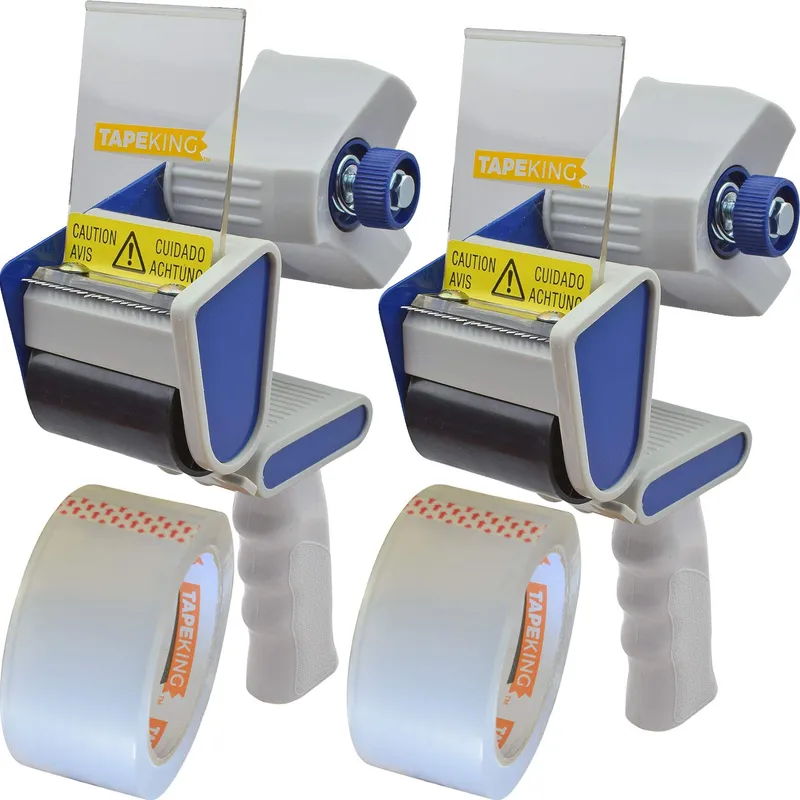 Tape King Packing Tape Dispenser Gun - Handheld Tape Gun with 2 Bonus Clear Packaging Tape (2 Inch Wide) - Shipping Tape for Sealing, Storing, and Moving Boxes, 2 Pack — image 1