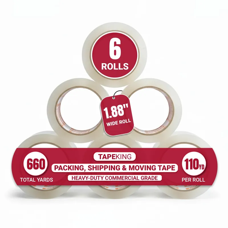 Tape King Clear Packing Tape | 110 Yards Per Roll (6 Rolls) | 1.88 Inch Wide Heavy Duty Packing Tape 2.7mil Strong Adhesive for Moving Boxes, Shipping Cartons, Office Use, Storage (660 Yards) — image 1