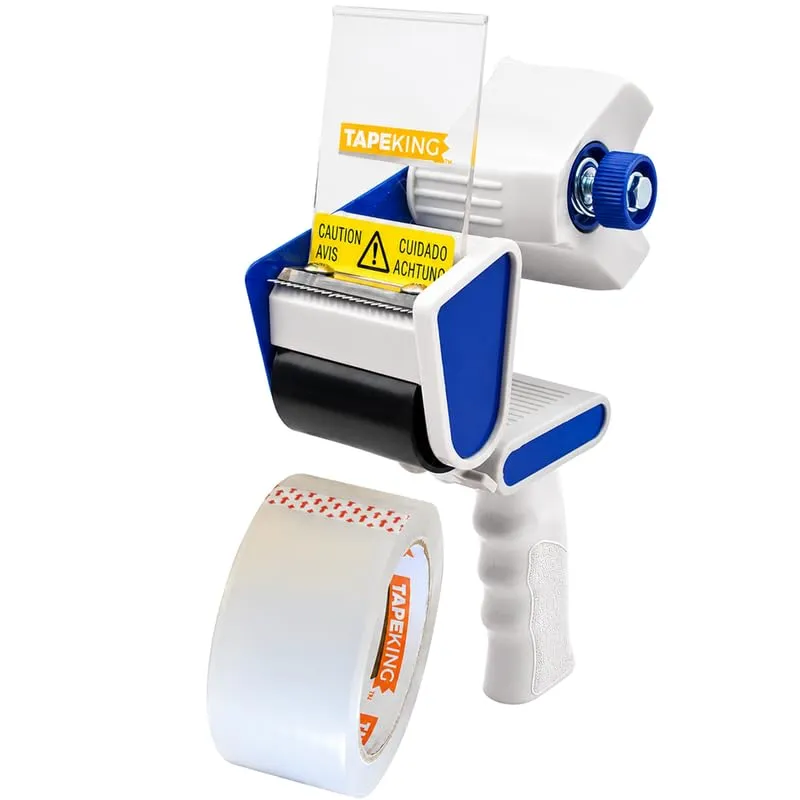Tape King Packing Tape Dispenser Gun - Handheld Tape Gun with 1 Bonus Clear Packaging Tape (2 Inch Wide) - Shipping Tape for Sealing, Storing, and Moving Boxes, 1 Pack