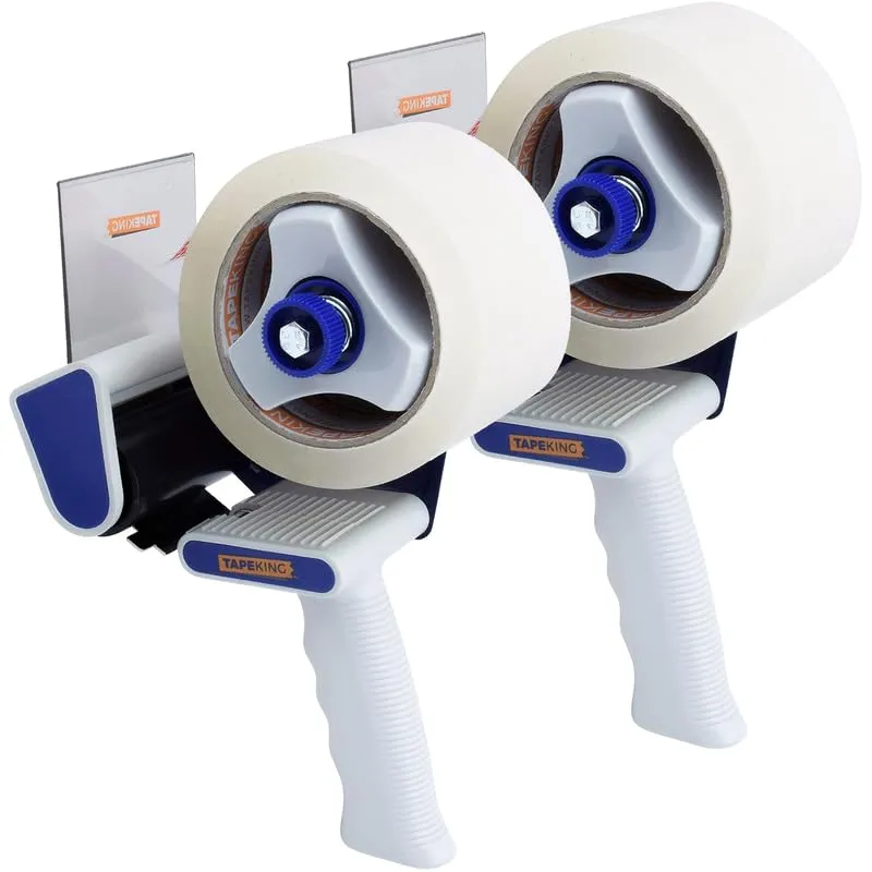 Tape King Packing Tape Dispenser Gun - Handheld Tape Gun with 2 Bonus Clear Packaging Tape (3 Inch Wide) - Shipping Tape for Sealing, Storing, and Moving Boxes, 2 Pack
