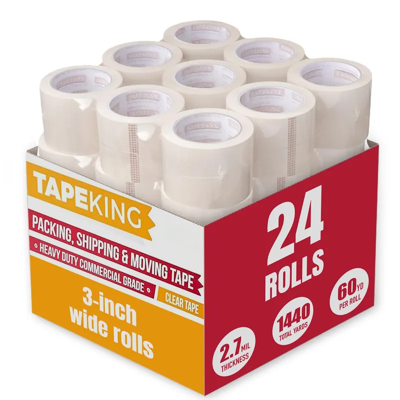 Tape King Clear Packing Tape 3 Inch Wide (24 Rolls) | Heavy Duty Packing Tape 2.7mil Strong Adhesive for Moving Boxes, Shipping Cartons, Office Use, Storage & Wrapping (1440 Yards) — image 1