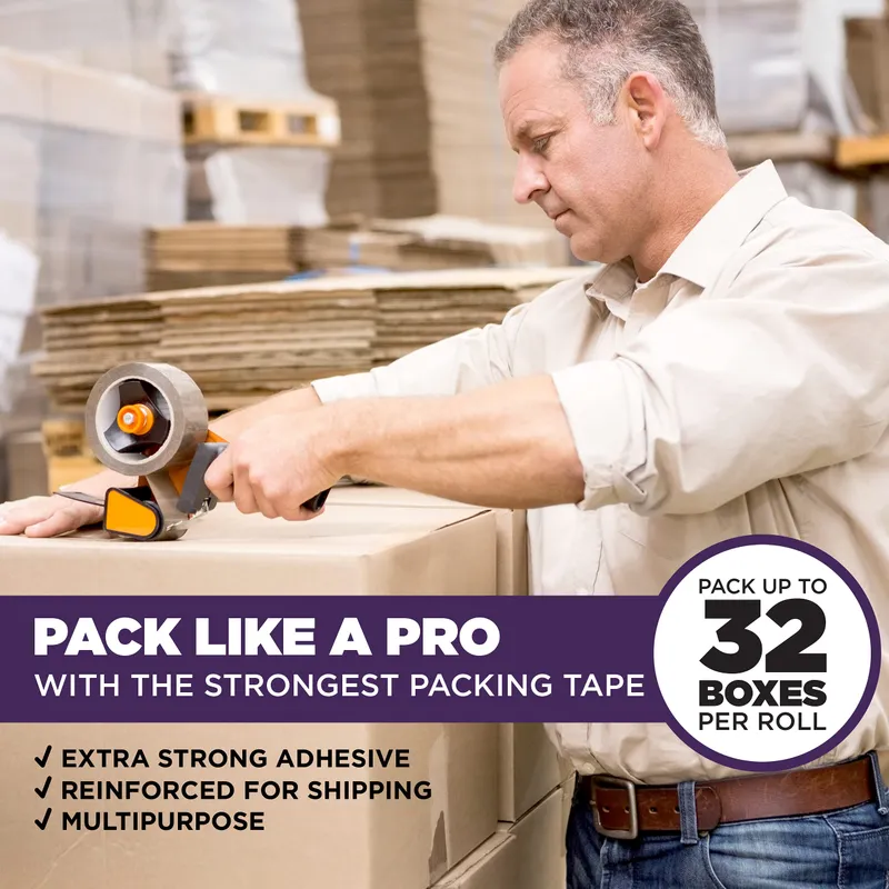 Tape King Clear Packing Tape Ultra Thick | 60 Yards Per Roll (6 Rolls) | 2 Inch Wide Heavy Duty Packing Tape 3.2mil Strong Adhesive for Moving Boxes, Shipping Cartons, Office Use, Sealing (360 Yards) — image 2