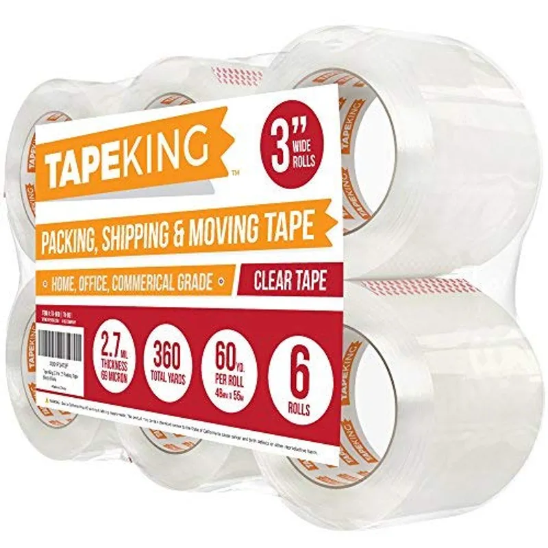 Tape King Clear Packing Tape 3 Inch Wide (2.7mil Thick) - 60 Yards Per Refill Roll (Pack of 6 Rolls) - Strong Sealing Adhesive Industrial Depot Tapes for Moving, Packaging, Shipping, Office & Storage — image 2