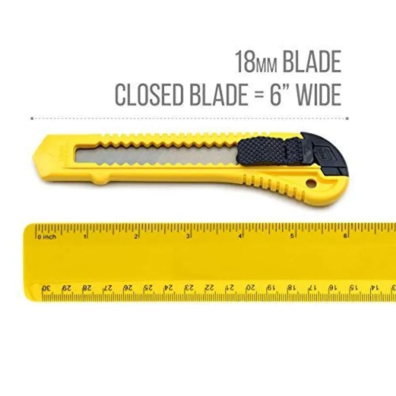 Tape King Utility Knife Set (12 Pack) | 18mm Wide Blade Box Cutter | Retractable Design, Compact And Versatile for Home, Crafts, Warehouse, Cartons, Cardboard, Office Supplies and Packaging — image 4