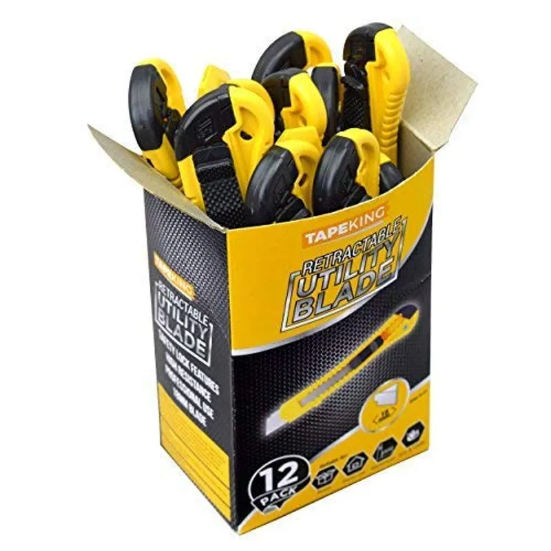 Tape King Utility Knife Set (12 Pack) | 18mm Wide Blade Box Cutter | Retractable Design, Compact And Versatile for Home, Crafts, Warehouse, Cartons, Cardboard, Office Supplies and Packaging — image 8
